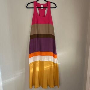 Ali Ro Colorful Striped Silk Maxi Dress 0